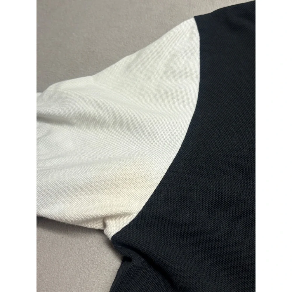 VTG Polo Ralph Lauren Mens Large Black Cream Colorblock Crest Polo Shirt 3 Patch